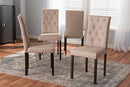 Delphi Dark Brown Finished Beige Fabric Upholstered Dining Chair (Set of 4) Baxton