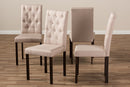 Delphi Dark Brown Finished Beige Fabric Upholstered Dining Chair (Set of 4) Baxton