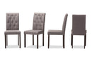 Delphi Dark Brown Finished Gray Fabric Upholstered Dining Chair (Set of 4) Baxton