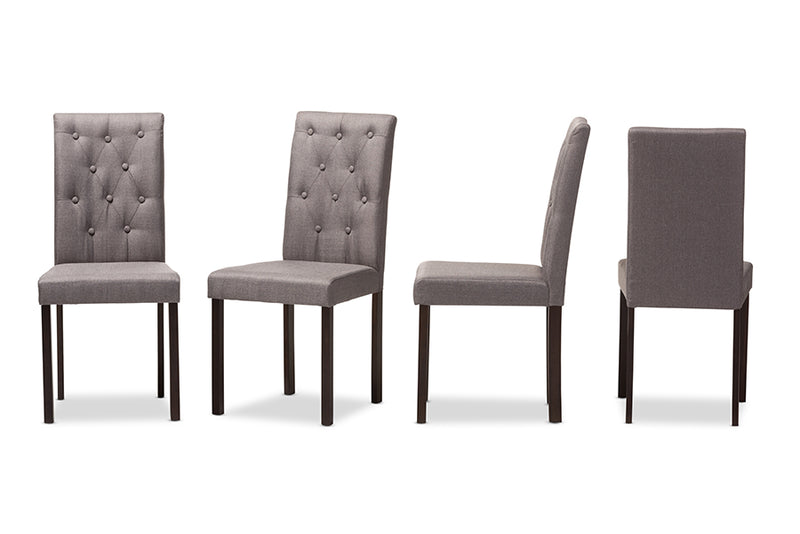 Delphi Modern and Contemporary Dark Brown Finished Gray Fabric Upholstered Dining Chair (Set of 4)