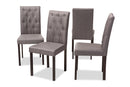 Delphi Dark Brown Finished Gray Fabric Upholstered Dining Chair (Set of 4) Baxton