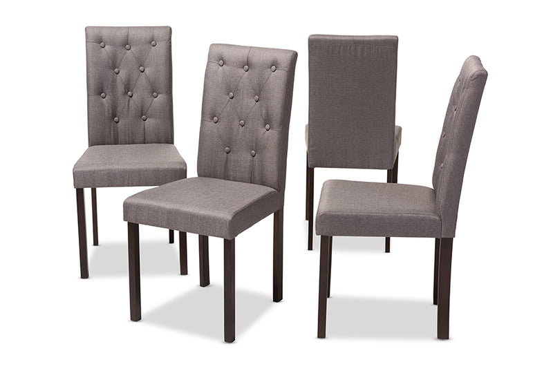 Delphi Modern and Contemporary Dark Brown Finished Gray Fabric Upholstered Dining Chair (Set of 4)