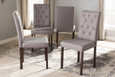 Delphi Dark Brown Finished Gray Fabric Upholstered Dining Chair (Set of 4) Baxton