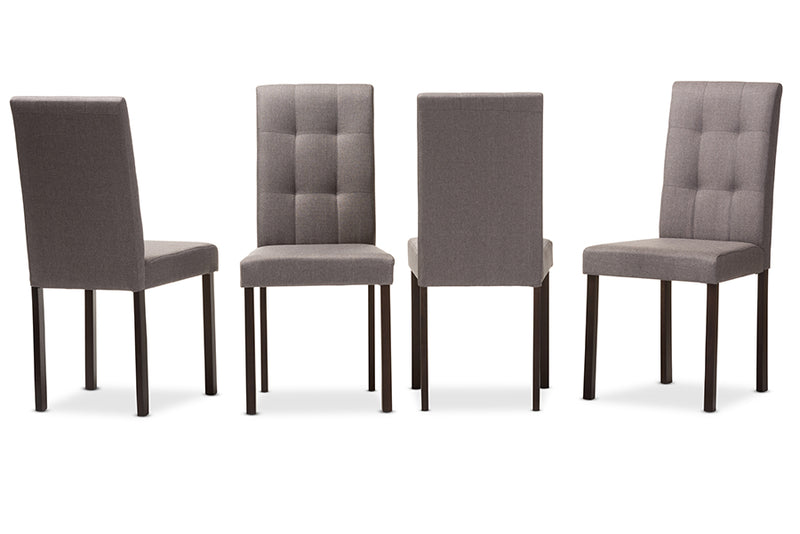 Hiro Modern and Contemporary Gray Fabric Upholstered Grid-tufting Dining Chair (Set of 4)