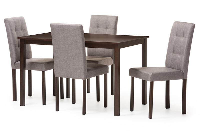 Hiro Modern and Contemporary 5-Piece Gray Fabric Upholstered Grid-tufting Dining Set