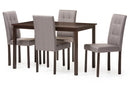 Hiro 5-Piece Gray Fabric Upholstered Grid-tufting Dining Set Baxton