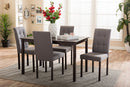 Hiro 5-Piece Gray Fabric Upholstered Grid-tufting Dining Set Baxton