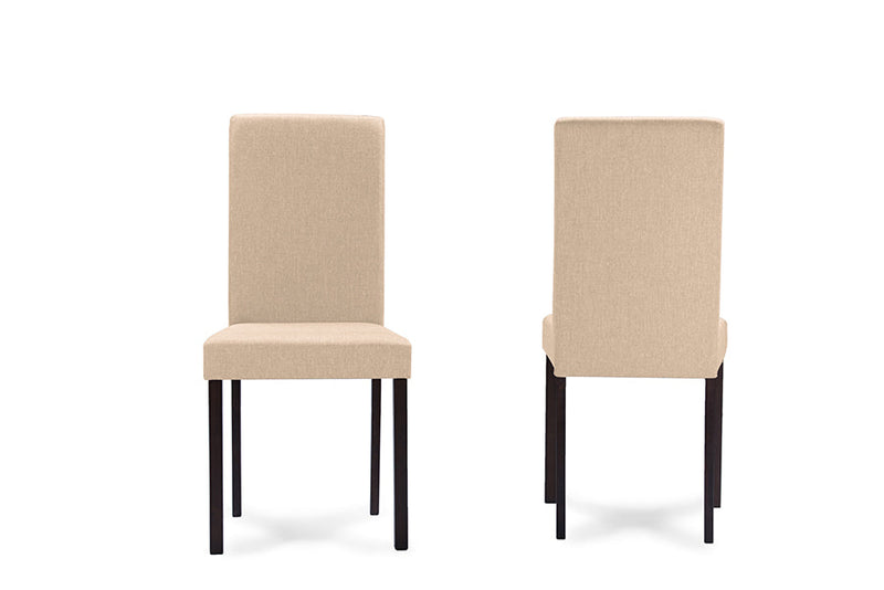 Hiro Espresso Wood Beige Fabric Dining Chair (Set of 4) Baxton