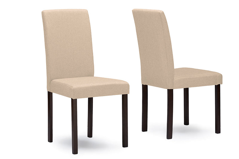 Hiro Espresso Wood Beige Fabric Dining Chair (Set of 4) Baxton