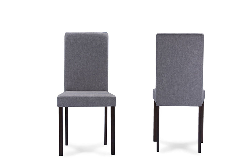 Hiro Espresso Wood Gray Fabric Dining Chair (Set of 4) Baxton