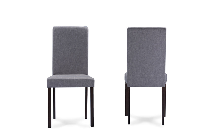 Hiro Contemporary Espresso Wood Gray Fabric 5PC Dining Set