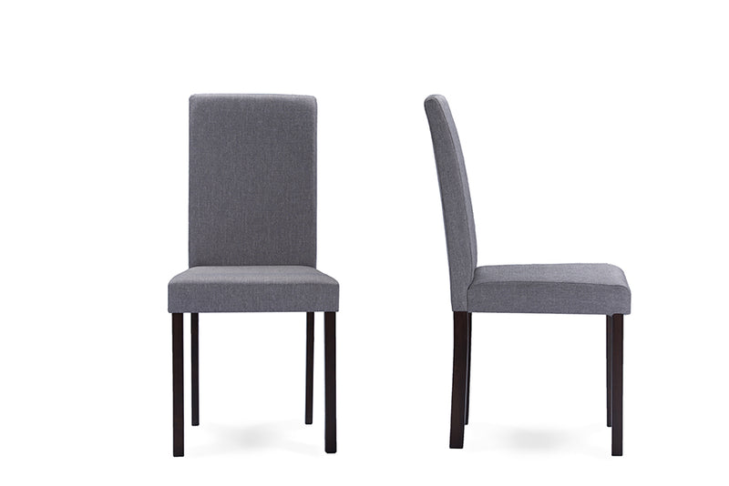 Hiro Contemporary Espresso Wood Gray Fabric 5PC Dining Set