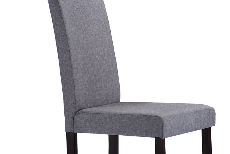 Hiro Contemporary Espresso Wood Gray Fabric 5PC Dining Set