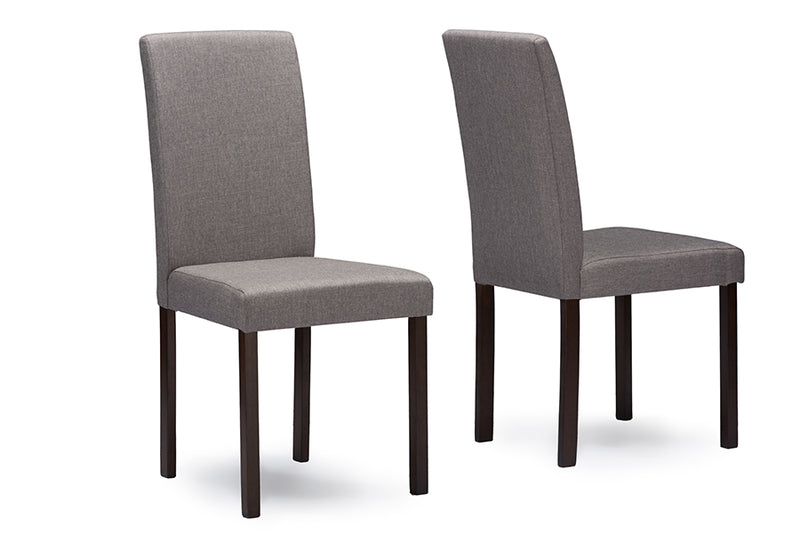 Hiro Contemporary Espresso Wood Gray Fabric 5PC Dining Set