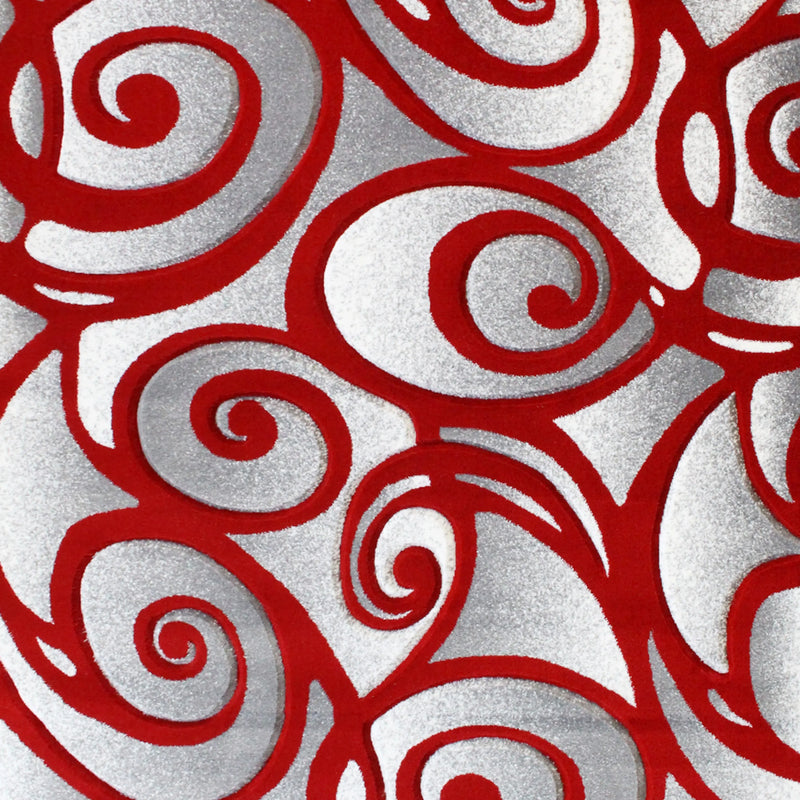 Angie Collection Modern High-Low Pile Swirled 5' x 7' Red Area Rug - Olefin Accent Rug iHome Studio