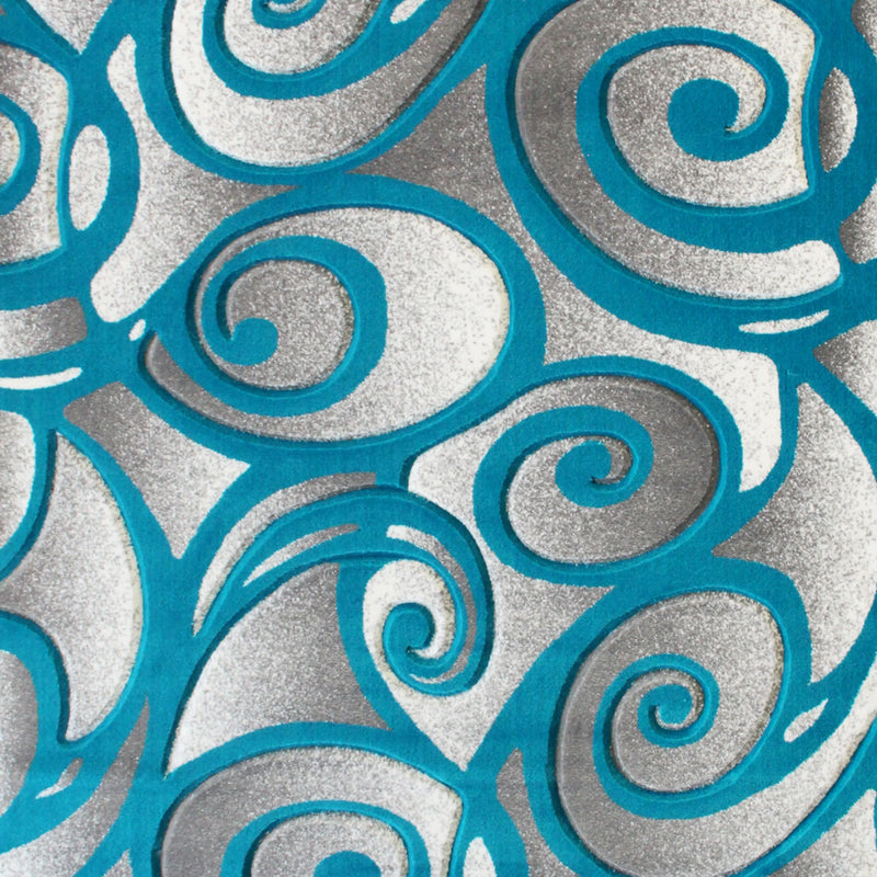 Angie Collection Modern High-Low Pile Swirled 8' x 10' Turquoise Area Rug - Olefin Accent Rug iHome Studio