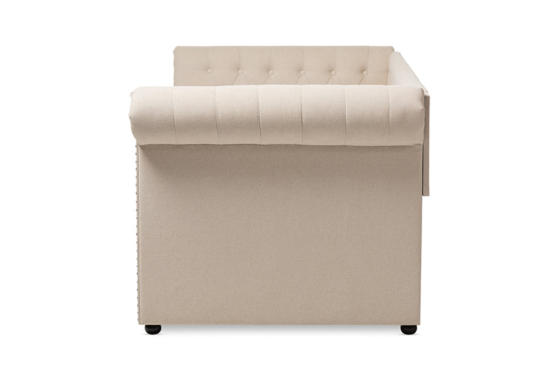 Vance Modern and Contemporary Beige Fabric Trundle Daybed