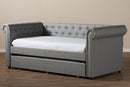 Vance Gray Fabric Trundle Daybed Baxton