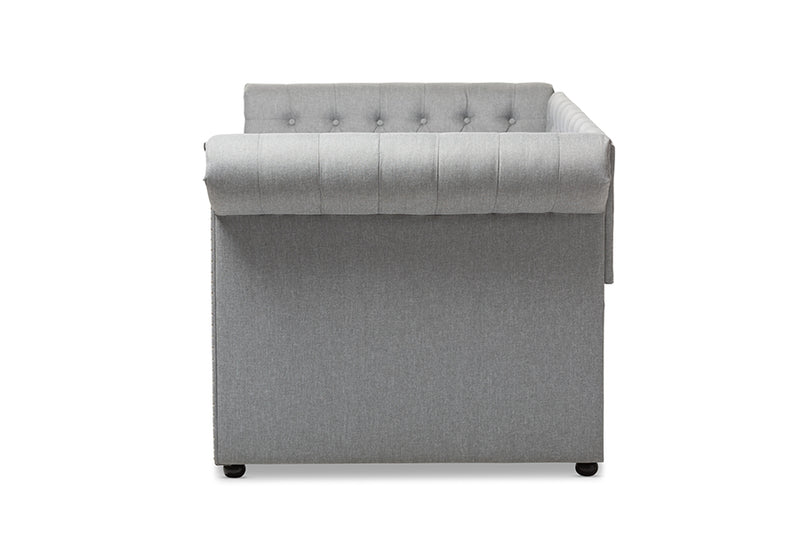 Vance Modern and Contemporary Gray Fabric Trundle Daybed