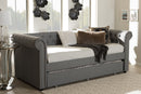 Vance Gray Fabric Trundle Daybed Baxton