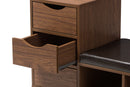 Arthur Walnut Brown Wood 3-Drawer Shoe Storage w/Two Open Shelves Baxton