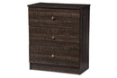 Sheraton Espresso Brown Wood 3-Drawer Storage Chest Baxton
