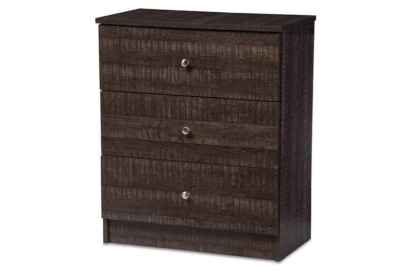 Sheraton Modern and Contemporary Espresso Brown Wood 3-Drawer Storage Chest