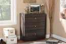 Sheraton Espresso Brown Wood 3-Drawer Storage Chest Baxton