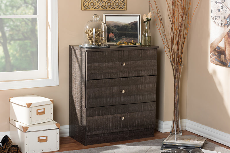 Sheraton Modern and Contemporary Espresso Brown Wood 3-Drawer Storage Chest