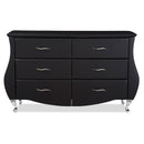 Mistral Black Faux Leather 6-Drawer Dresser w/Stailess Steel Legs Baxton