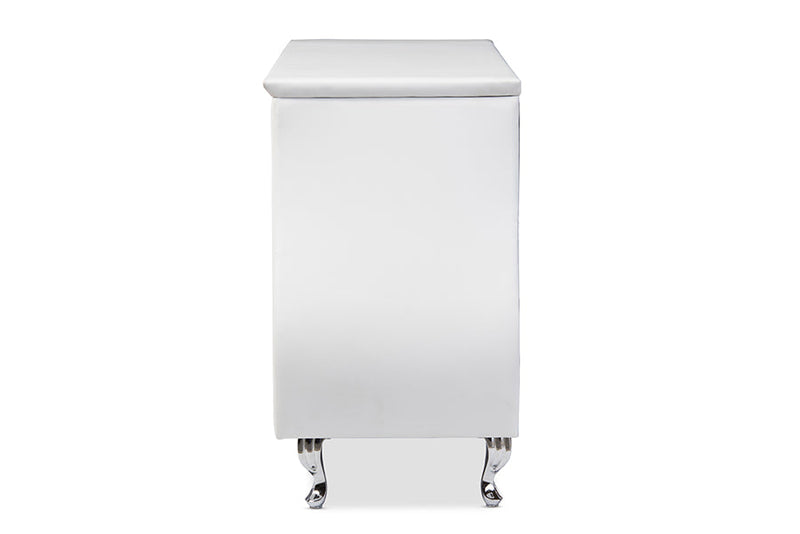 Mistral White Faux Leather 6-Drawer Dresser w/Stailess Steel Legs Baxton