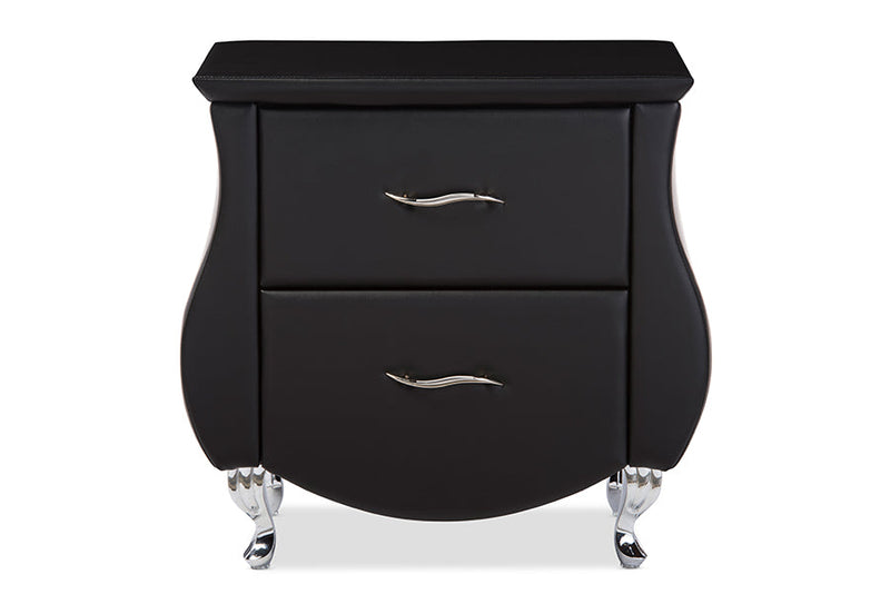 Minahasa Black Faux Leather Nightstand Baxton