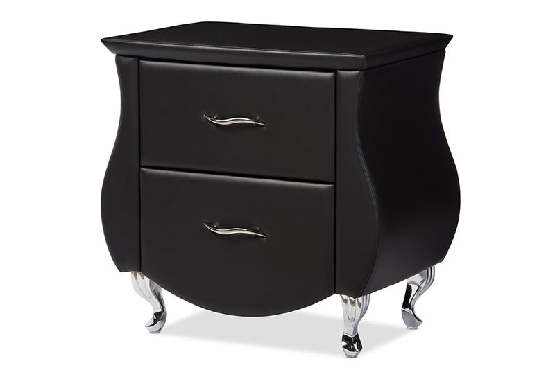 Minahasa Black Faux Leather Nightstand Baxton