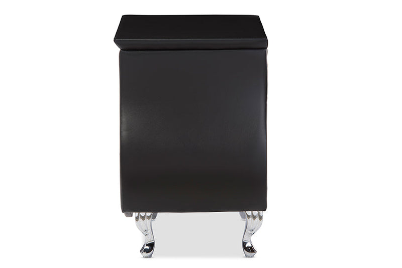 Minahasa Black Faux Leather Nightstand Baxton