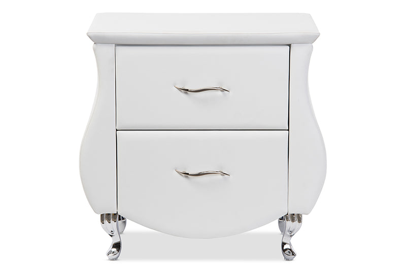 Minahasa Modern and Contemporary White Faux Leather Nightstand