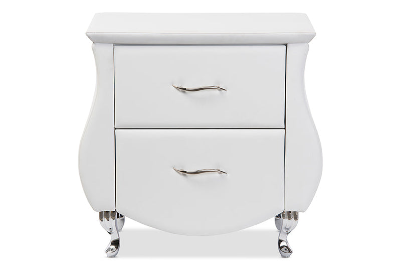 Minahasa White Faux Leather Nightstand Baxton
