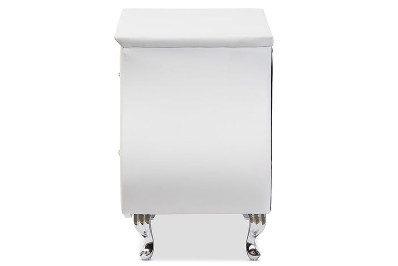 Minahasa White Faux Leather Nightstand Baxton