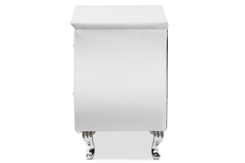 Minahasa Modern and Contemporary White Faux Leather Nightstand