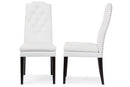Newcastle White Faux Leather Button-Tufted Dining Chair (Set of 2) Baxton