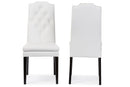 Newcastle White Faux Leather Button-Tufted Dining Chair (Set of 2) Baxton