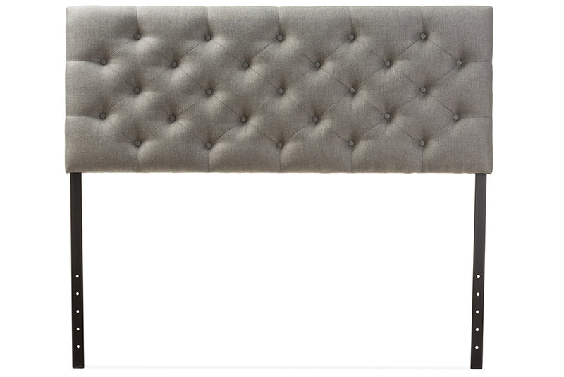 Leena Modern and Contemporary Gray Fabric Upholstered Button-tufted Queen Size Headboard