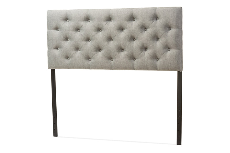 Leena Modern and Contemporary Gray Fabric Upholstered Button-tufted Queen Size Headboard