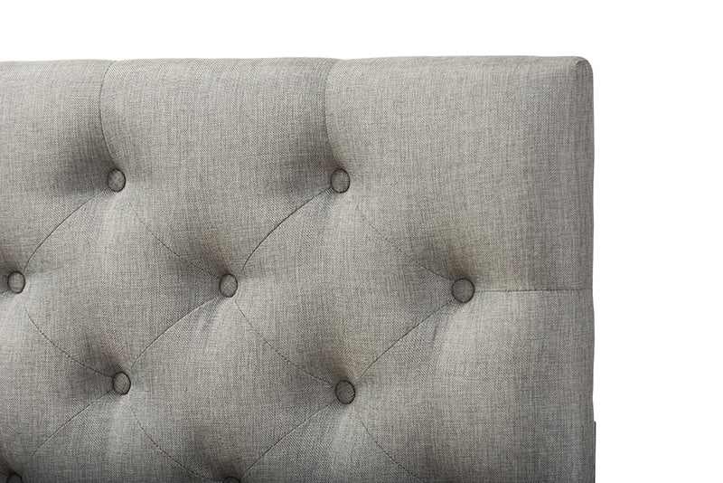 Leena Modern and Contemporary Gray Fabric Upholstered Button-tufted Queen Size Headboard