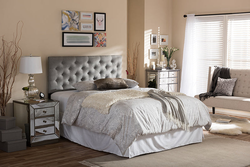 Leena Gray Fabric Upholstered Button-tufted Queen Size Headboard Baxton