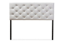 Leena White Faux Leather Upholstered Button-tufted Queen Size Headboard Baxton