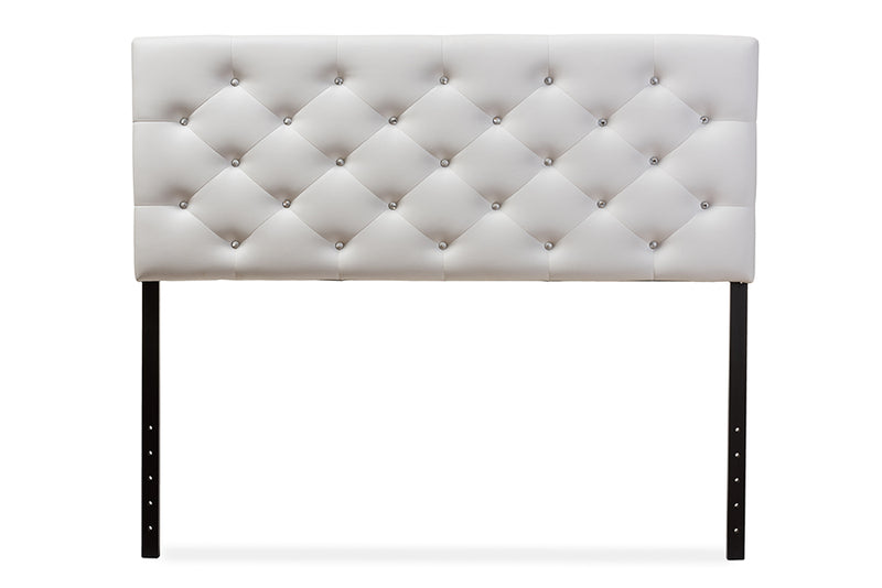 Leena Modern and Contemporary White Faux Leather Upholstered Button-tufted Queen Size Headboard