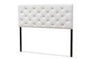 Leena White Faux Leather Upholstered Button-tufted Queen Size Headboard Baxton