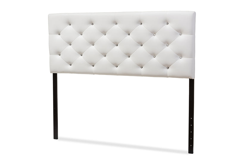 Leena Modern and Contemporary White Faux Leather Upholstered Button-tufted Queen Size Headboard