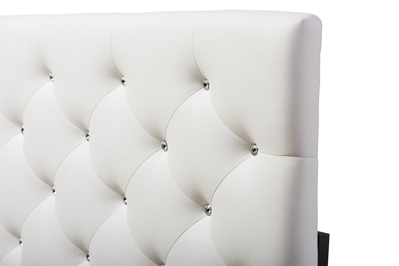 Leena Modern and Contemporary White Faux Leather Upholstered Button-tufted Queen Size Headboard