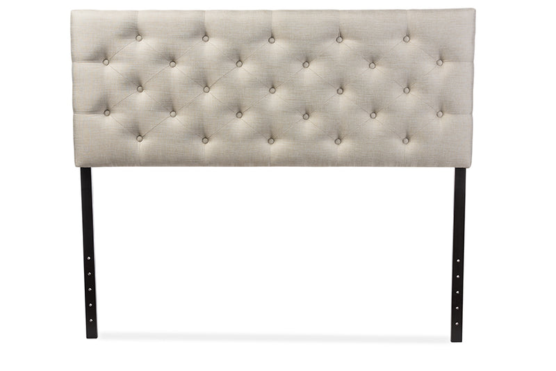 Leena Modern and Contemporary Light Beige Fabric Upholstered Button-tufted Queen Size Headboard